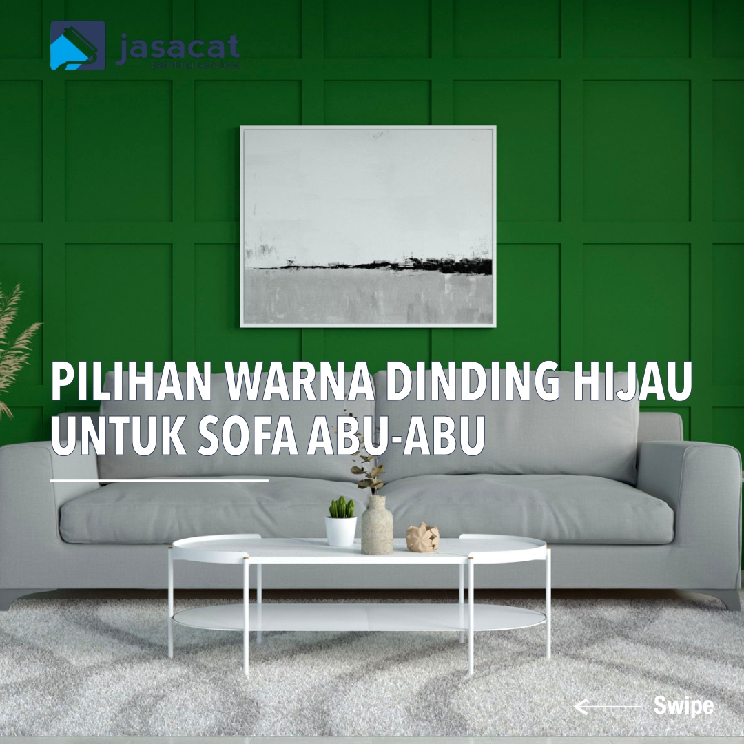 dinding hijau sofa abu-abu