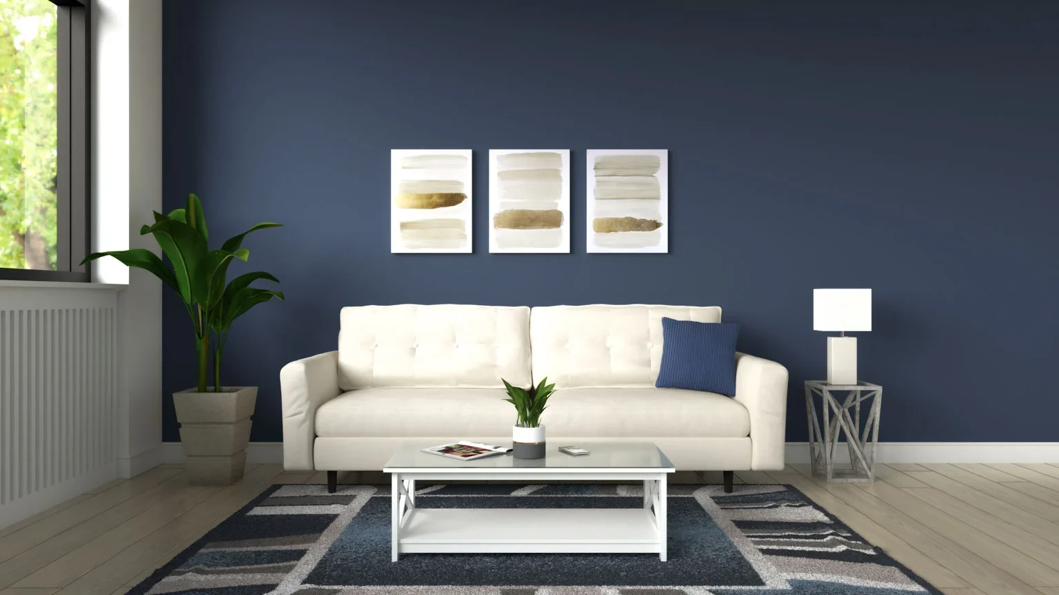 Warna Sofa Dinding Biru