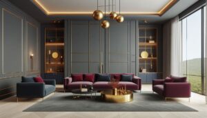 Kombinasi Warna Bold Dan Matte untuk Ruang Keluarga Mewah