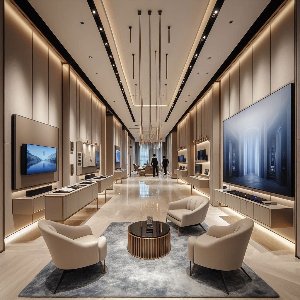 pengecatan showroom elektronik high-end
